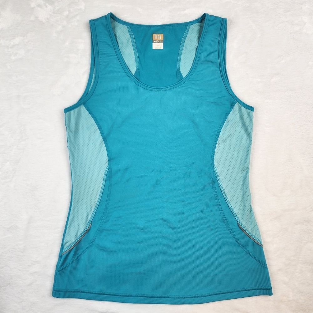 Lucy Tech Activewear Colorblock Teal Tank Top Sz M